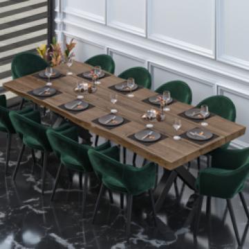 PERU | Gastro Tischplatte Baumkante | 300 x 120 cm | 8cm | Rechteckig | Walnuß