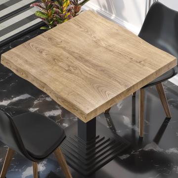 PERU | Gastro Tischplatte Baumkante | B:T 60 x 60 cm | Eiche | Quadratisch