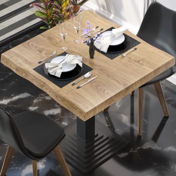PERU | Gastro Tischplatte Baumkante | B:T 70 x 70 cm | Eiche | Quadratisch
