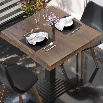 PERU | Gastro Tischplatte Baumkante | B:T 70 x 70 cm | Walnuß | Quadratisch