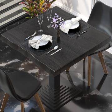 PERU | Gastro Tischplatte Baumkante | B:T 60 x 60 cm | Wenge Schwarz | Quadratisch