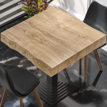 PERU | Gastro table top tree edge | 70 x 70 cm | 8 cm | square | oak