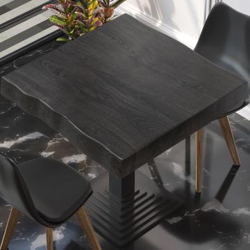 PERU | Gastro table top tree edge | 70 x 70 cm | 8cm | Square | Black