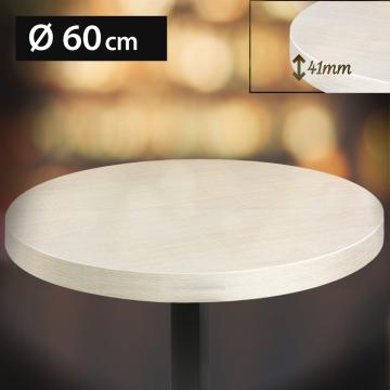 Bistro Tischplatte | Ø60cm | Esche Weiß | Holz