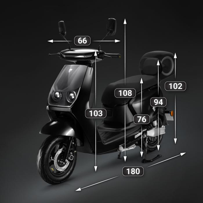 PHANTOM, scooter électrique, batterie au plomb, 1200 watts, 60km, 42km/h, noir
