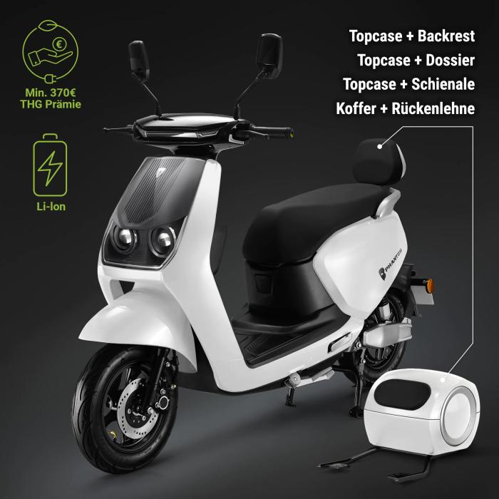 Phantom City | E-Scooter + bagagebærer | E knallert | 24Ah Lithium batteri | E | Alpine White Möbel International GmbH