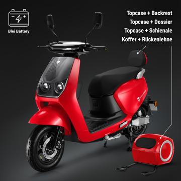 PHANTOM | E-Scooter | Lead battery | 1200 Watt | 60km | 42km/h | Red | + luggage rack