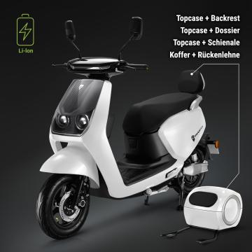 PHANTOM | E-Scooter | Litiumbatteri | 1500 Watt | 60km | 45 km/h | Vit | +bagagebärare