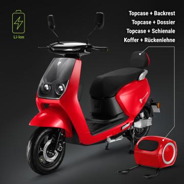 PHANTOM | E-Scooter | Litiumbatteri | 1500 Watt | 60km | 45 km/h | Röd | +bagagebärare