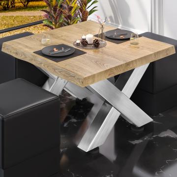 PJ | Bistro Lounge Table | 70x70xH41cm | Oak/ Stainless Steel