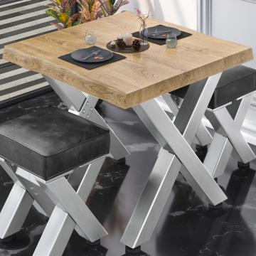 PJ | Bistro Table | 70x70xH78cm | Oak/ Stainless Steel