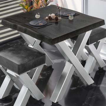 PJ | Bistro Table | 70x70xH78cm | Wenge-Black/ Stainless Steel