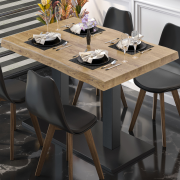 PMD | Bistro Table à bord d'arbre | Rectangulaire | 130 x 80 x 77 cm | Chêne / Noir