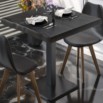 PMD | Bistro Baumkanten Tisch | Quadratisch | 80 x 80 x 77 cm | Wenge Schwarz / Schwarz