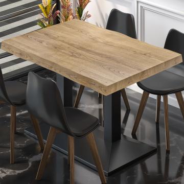 PPA | Bistro Baumkanten Tisch | Rechteckig | 130 x 80 x 81 cm | Eiche / Schwarz