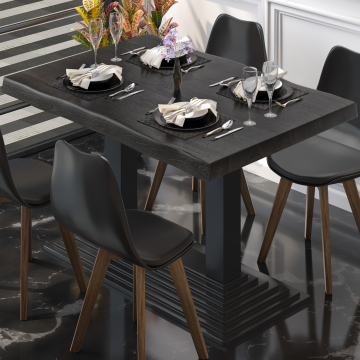 PPY | Table Bistro à bords d'arbre | Rectangulaire | 120 x 70 x 81 cm | Wengé noir / Noir