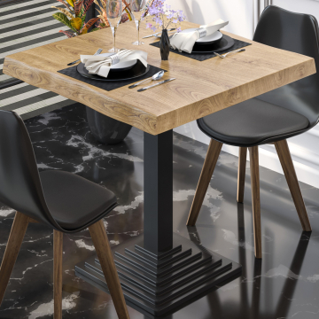 PPY | Bistro Baumkanten Tisch | Quadratisch | 70 x 70 x 81 cm | Eiche / Schwarz