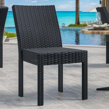 RHODOS | Plastic Rattan Chair | Black | Plastic | Stackable