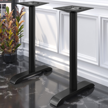 SAN.DIEGO | Pied de table double pour table bistrot haute | Aluminium noir | 2 Pied : 56 x 8 cm | Colonne 7,6 x 105 cm