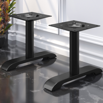 SAN.DIEGO | Base de mesa baja con doble columna | Aluminio negro | 2 pies: 56 x 8 cm | Columna: 7,6 x 36 cm