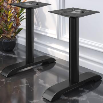 SAN.DIEGO | Double Column Restaurant Table Base | Aluminium black | 2 foot: 56 x 8 cm | Column: 7.6 x 72 cm