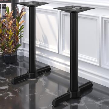 SAN.MARCO | Pied de table double pour table bistrot haute | Aluminium noir | 2 Pied : 56 x 7 cm | Colonne 7,6 x 105 cm