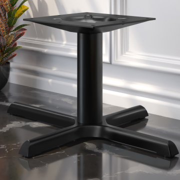 SAN.MARCO | Double Column Lounge Height Table Base | Aluminium black | 2 foot: 56 x 7 cm | Column 7.6 x 36 cm