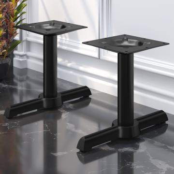 SAN.MARCO | Double Column Lounge Height Table Base | Aluminium black | 2 foot: 56 x 7 cm | Column 7.6 x 46 cm
