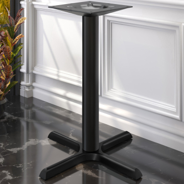 SAN.MARCO | Understel til højt cafébord | Aluminium sort | 4 fødder: Ø 43 cm | Søjle 7,6 x 105 cm