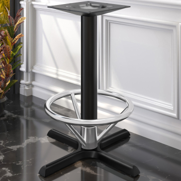 SAN.MARCO FOOT | Podstawa stolika Restauracyjne | Aluminium czarne | 4 stopy: Ø 43 cm | Kolumna 7,6 x 105 cm | + pierścień na stopy
