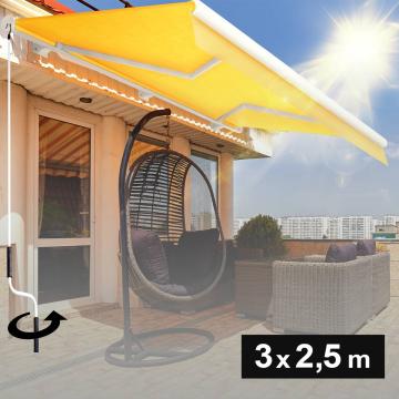 SANTA.FE | Full cassette awning | Crank Handle | W:D 3.0 x 2.5 m | Yellow | Inclination angle 5° to 90