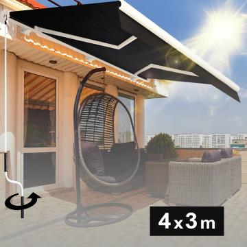 SANTA.FE | Full cassette awning | Crank Handle | W:D 4.0 x 3.0 m | Black | Inclination angle 5° to 90