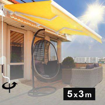 SANTA.FE | Full cassette awning | Crank Handle | W:D 5.0 x 3.0 m | Yellow | Inclination angle 5° to 90