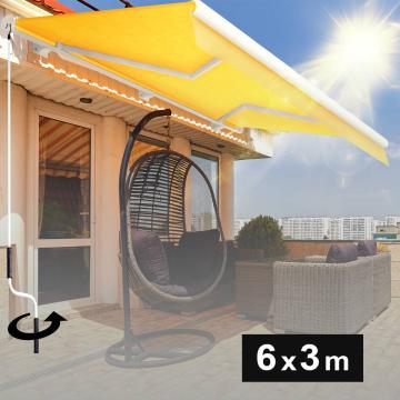 SANTA.FE | Full cassette awning | Crank Handle | W:D 6.0 x 3.0 m | Yellow | Inclination angle 5° to 90