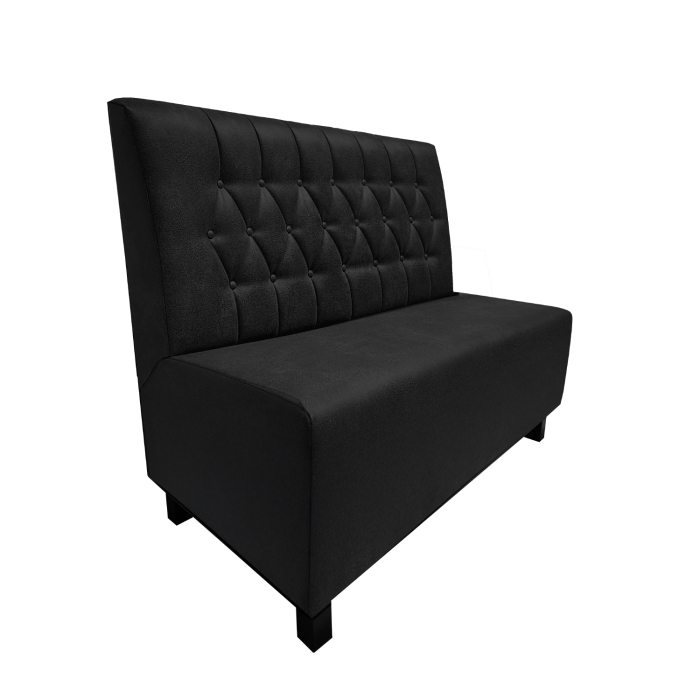 SCHMIDT | Gastrobank med fod | B:H 120 x 103 cm | Sort | Chesterfield diamantmønster | Læder