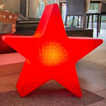 Deco Star Light Merry Christmas, Ø60cm |rød, indendørs og udendørs