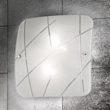 Glas Decken Leuchte Weiß | Lampe Quadratisch Deckenlampe Deckenleuchte
