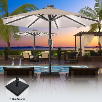 SUN MARINO | Parasol | Rond | Ø 300 cm | Taupe | LED | +Supports
