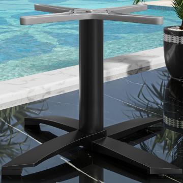 THIAGO | Bistro Lounge Table Frame | Aluminium Black | 4 Legs: Ø 60 cm | Column 6 x 37 cm | Black