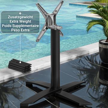 THIAGO | Restaurant Table Base | Aluminium black | 4 Feet: Ø 60 cm | Column 6 x 73 cm | Foldable + additional weight