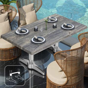 WBC | Werzalit Lounge Table | B: T: H:  120 x 70 x 40 cm | Rustic pine / Aluminium | Connector