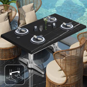 WBC | Werzalit Lounge Table | B: T: H:  120 x 70 x 40 cm | Black Marble
 / Aluminium | Connector