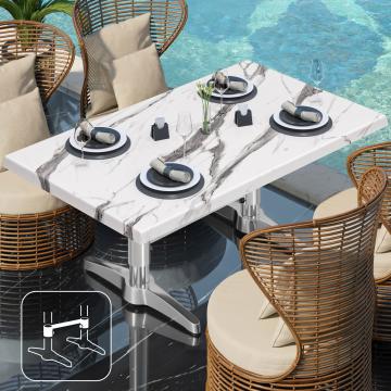 WBC | Werzalit Lounge Table | B: T: H:  120 x 70 x 40 cm | White marble
 / Aluminium | Connector