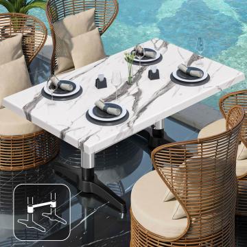 WBC | Werzalit Lounge Table | B: T: H:  120 x 70 x 40 cm | White marble
 / Black | Connector