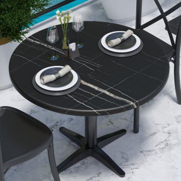 WERZA | Werzalit table top | Ø 60 cm | Black marble | Round