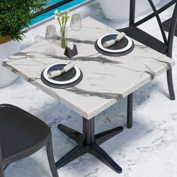 WERZA | Werzalit table top | W:D 70 x 70 cm | White marble | Square
