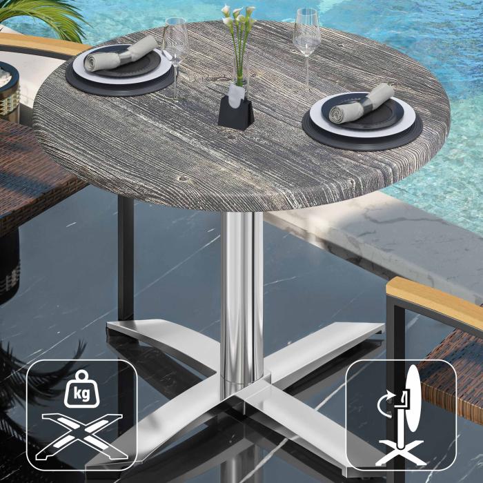 WTG | Bistro Lounge Table | Ø: H: 70 x 73 cm | Rustic Pine / Aluminium | Składany | Dodatkowa waga