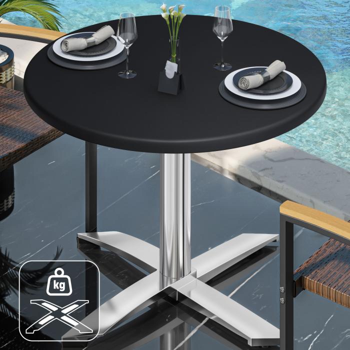 WTG | Werzalit Bistro Table | Ø:H 60 x 73 cm | Czarny / Aluminium | Dodatkowa waga