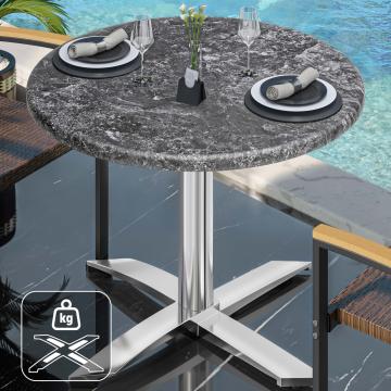 WTG | Bistro Außen Tisch | Ø:H 60 x 75,5 cm | Felsen / Aluminium | Rund | Zusatzgewicht