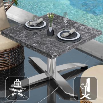 WTG | Werzalit Lounge Table | B: T: H:  60 x 60 x 37 cm | Rock / Aluminium | Foldable | Additional weight
